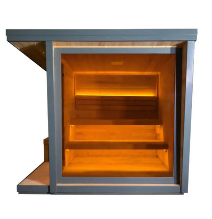 Personalization Customize Grey Outdoor Modern Dry Steam Sauna  Red Cedar Eco-Friendly 4 Person Hot Rock Stove