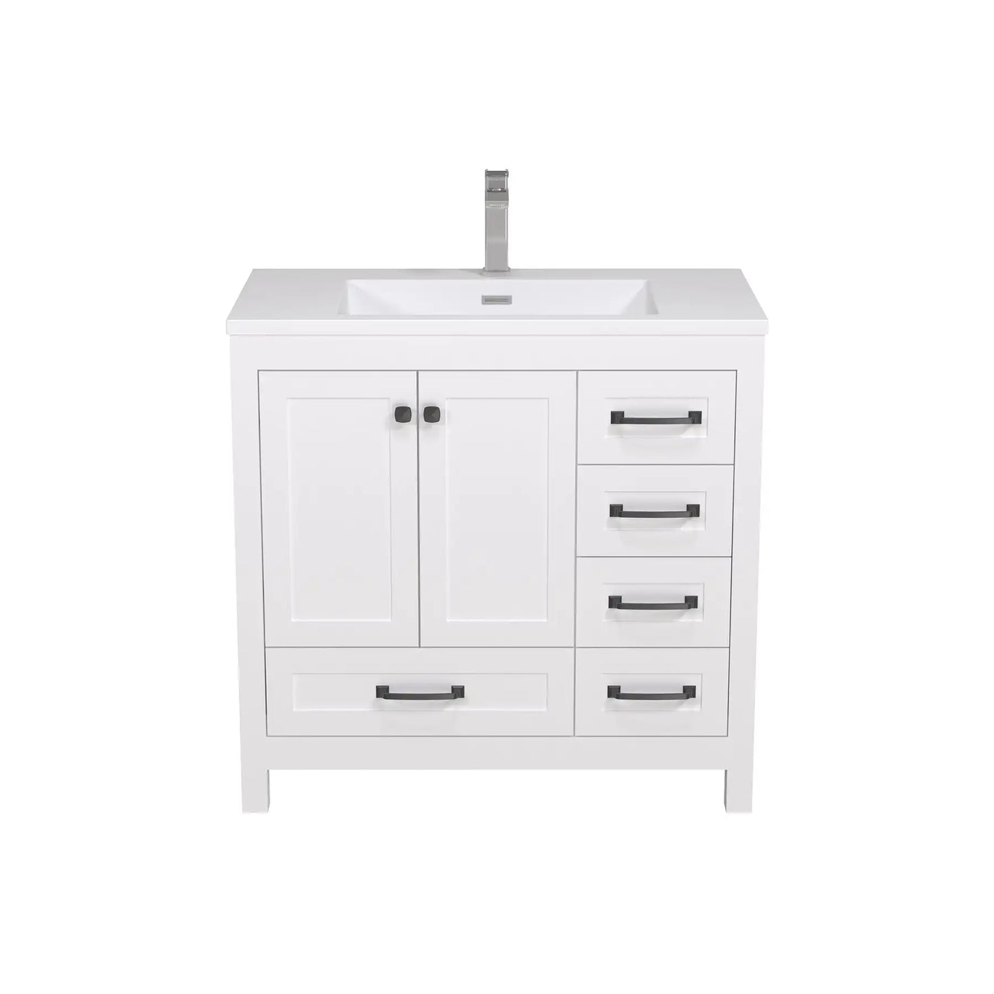 US Stock 36inch Fast Free Shipping Ready to Assemble Apartment Size Flat Pack Morden Bathroom Vanity with Single Sink