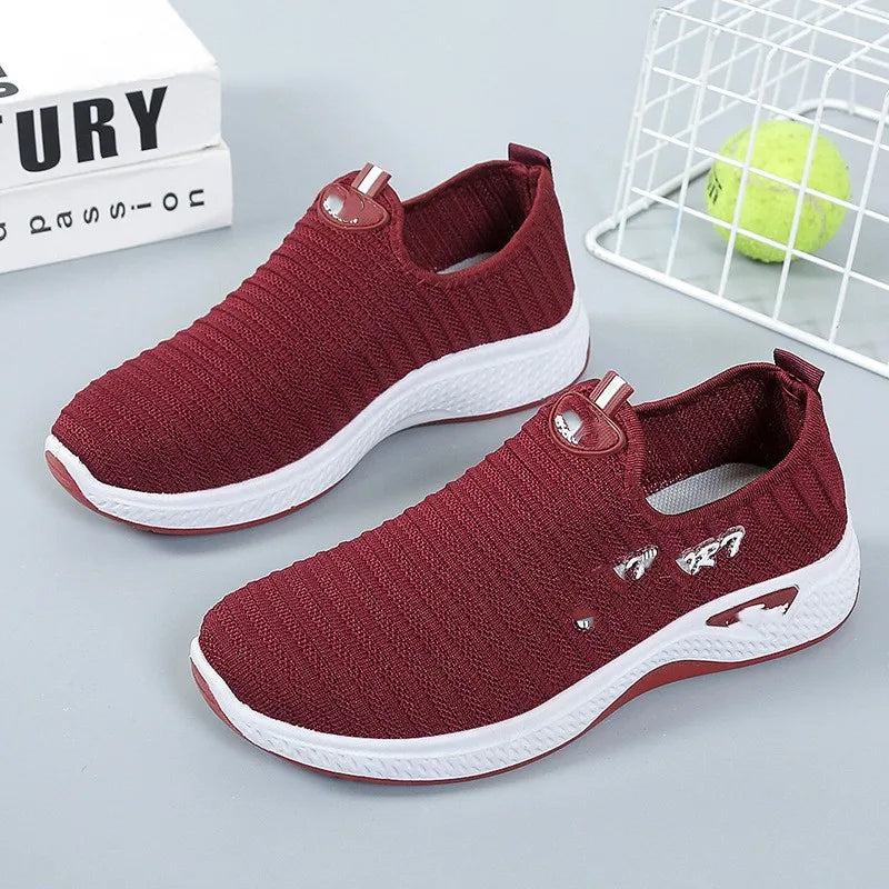 Wholesale Women's Sneakers Purple Red Black New Styles Breathable Slip-On Closure Cheap Price Woman Shoes for Spring Autumn