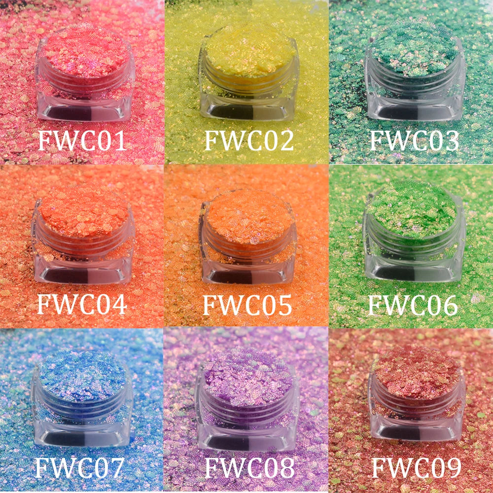 Prime Quality Wholesale PET Glitter Shapes Holographic or Iridescent Chunky Mixes Hexagon Glitter