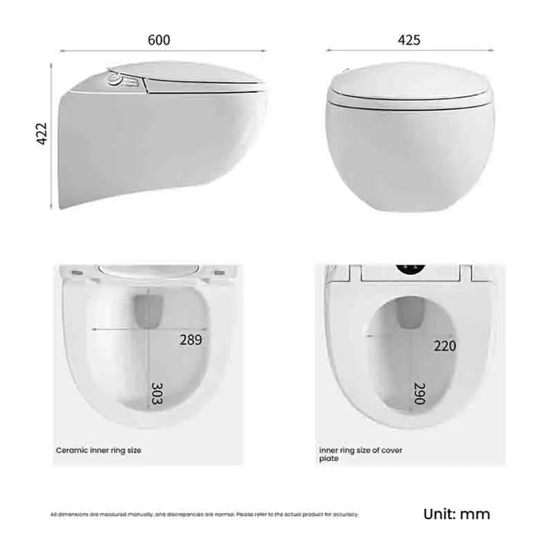 Wall Mounted Built in Oval Toilet with Built in Water tank Fully Automatic Siphon Type Wall Mounted Smart Toilet for Home Use