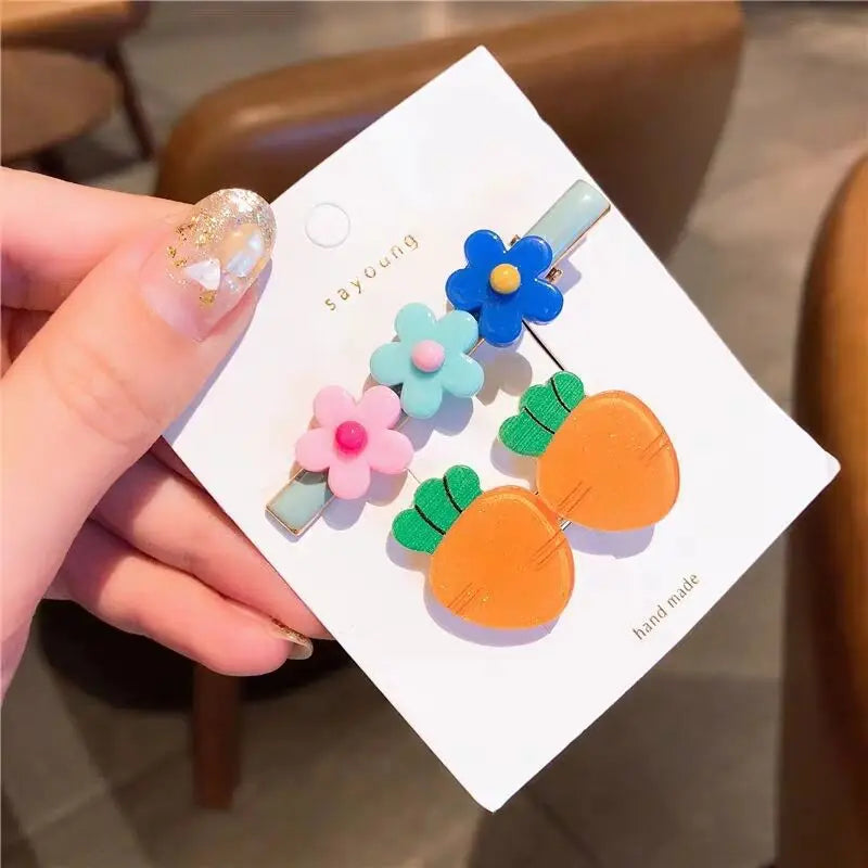 Cute Baby Cartoon Hairpin Handmade Children Hair Accessories Korean Princess Headdress Girls Side Hair Clips for Kids
