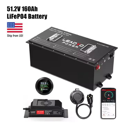 US Stock 48V Long-Life Lifepo4 Golf Cart Battery 51.2V 160Ah Lithium Ion Battery Pack for Golf Carts