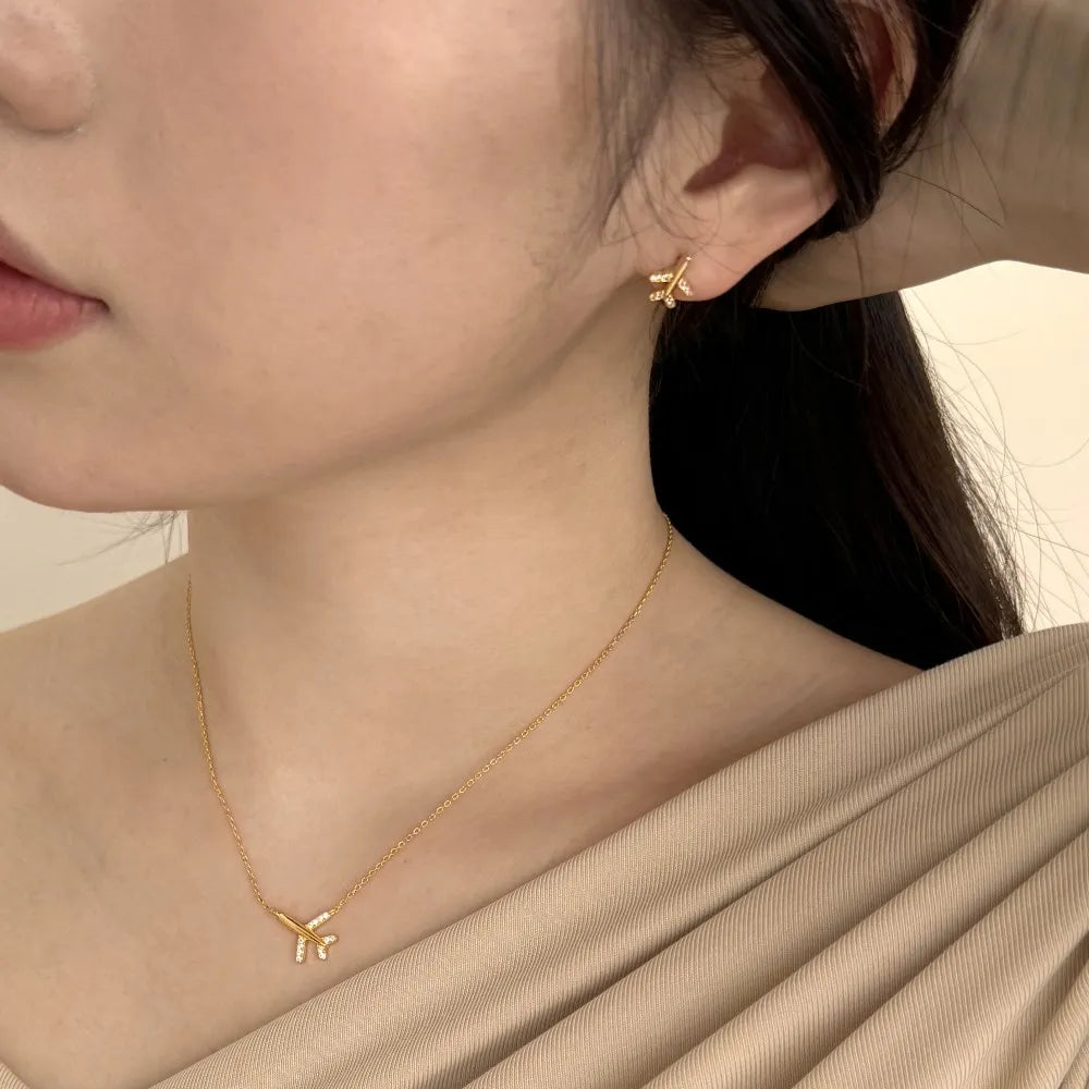 Dylam Personalized Design Fashion Fine Jewelry S925 Silver Rhodium 18K Gold Link Chain 5A Zirconia Airplane Pendant Necklace