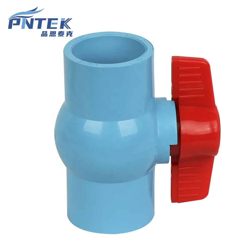 PVC Compact Ball Valve With Bule Body PP Butterfly Handle Strong Ball Valves Ro Uv