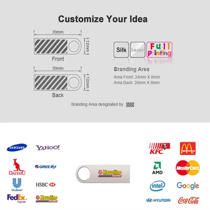 50PCS/lot Metal USB 2.0 Flash Drives 1GB 2GB 4GB Pendrive 8GB 16GB Pen Drive 32GB 64GB Memory USB Sticks 128MB 256MB Free LOGO