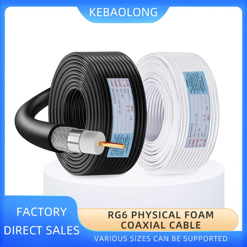 Customization Double Shielded Oxygen-free Copper RG6 Coaxial RF Cable Home HD Set-top Box TV Video Cable