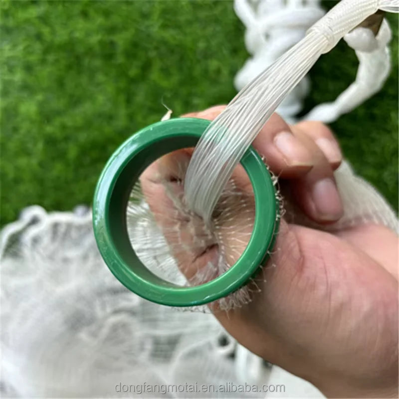 Professional Commercial 12 Feet 3/8 Inches SQ 1.5 Pounds/foot Cast Net for Fishing Crab Shrimp Made of Durable Nylon Double Knot