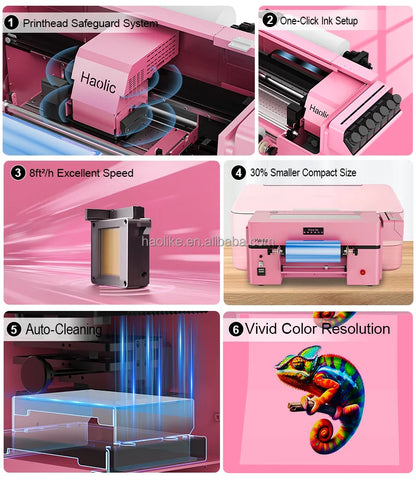 Haolic Automatic UV DTF Roll-to-Roll Printer Machine New 1 Year Warranty UV Ink Long-Term Use Durability
