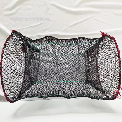 Factory Wholesale Black PE Net Foldable Crab Pot Shrimp Trap with Double Knot Agricultural Tools Fishing Cage Nylon Material