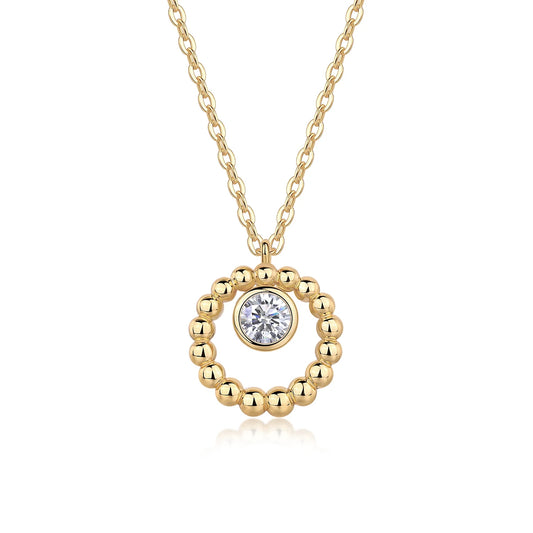 Original Factory Price Women Round Moissanite Pendant Necklace Fine Jewelry 925 Sterling Silver Necklace Gold Plated