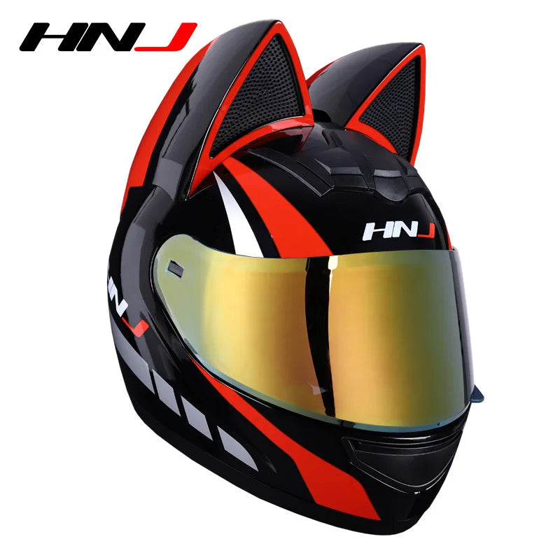 Fashionable Motorefit Motorcycle Car Ear Helmet Women Moto Full Face Motorbike Helmet Motocross Catwoman Helmet with Cat Ear