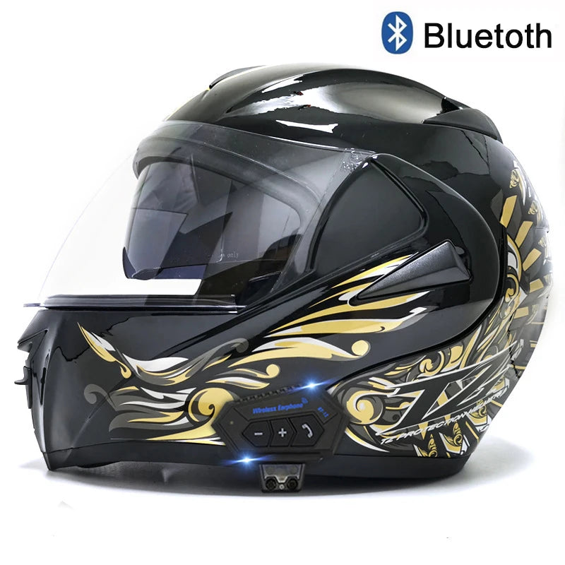 Carbon Fiber Pattern Electric Scooter Motorcycle Blueto0th Wireless Headphone Speaker Open Face Double Lens Full Face Helmets