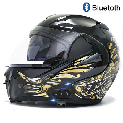 Carbon Fiber Pattern Electric Scooter Motorcycle Blueto0th Wireless Headphone Speaker Open Face Double Lens Full Face Helmets