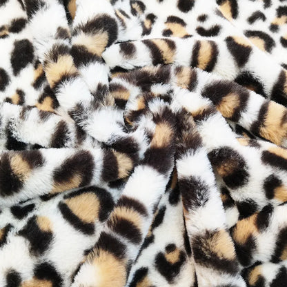 Custom Leopard Print Plush Knitted 100% Polyester Heavyweight Wind Proof Faux Fur Fabric High Quality Sewing Garment Girls Bag