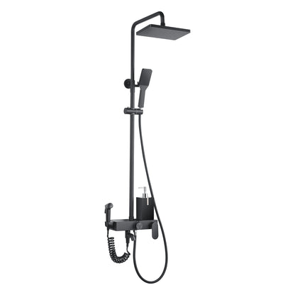 Hot Sale Bath Rain Shower Set Sanitary Ware Black Brass Large Bathroom Rain Shower Set with Shattaf