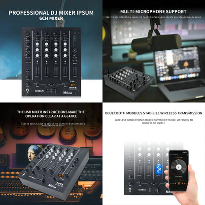 MX300 USB Professional DJ Player Mixer With EQ Scratch-proof DJ Mixer Console Replaceable Crossovers With Reverse