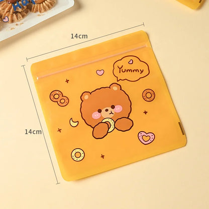 Morsun Cute Cartoon Zipper Bag Snack Zip Lock Bag Cookies Candy Snow Crisp Baking Bag 14x14cm 50pcs/pack Food Candy Packaging