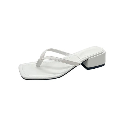 Summer New Rhinestone Chain Flip Flops for Women's Outdoor Wear, Beach Vacation Flat Sandals