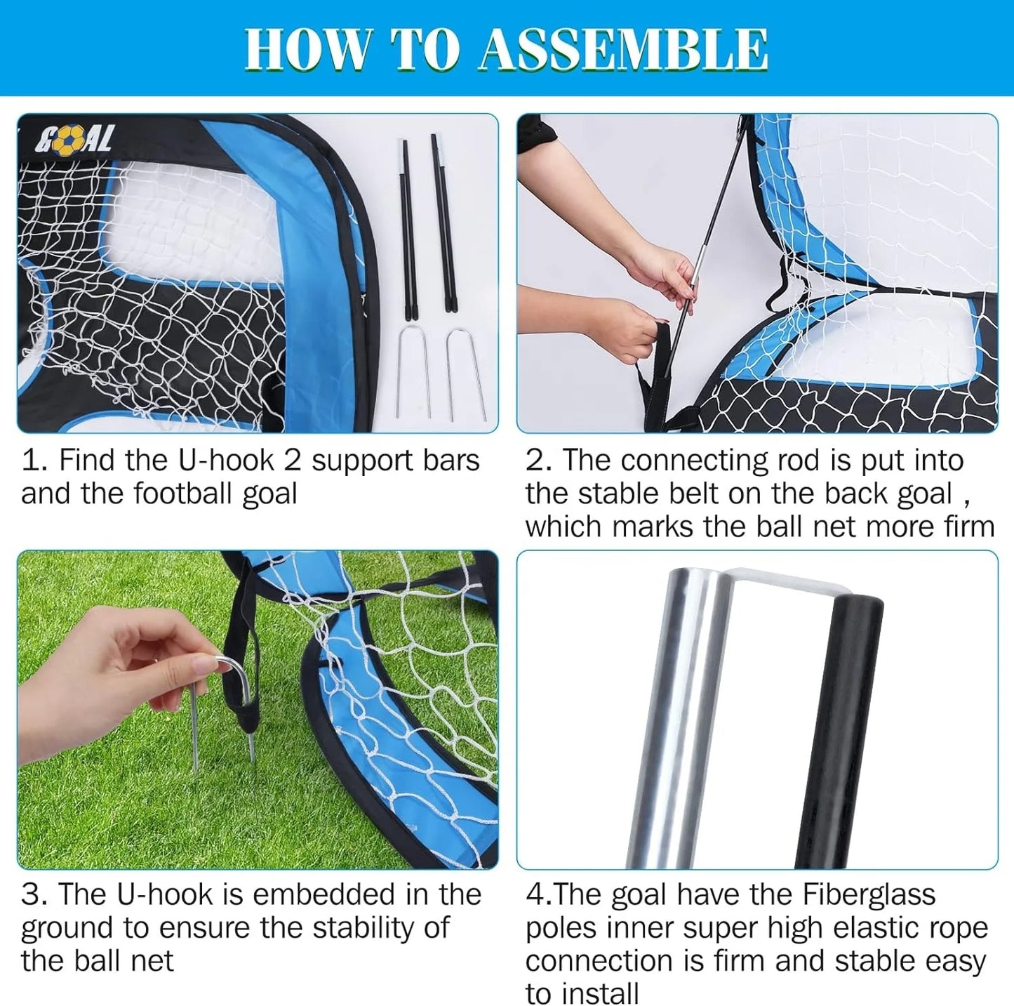 Wholesale Foldable Portable Green Pop-up Soccer Goal Nets for Kids & Toddlers-Backyard & Beach Training Equipment