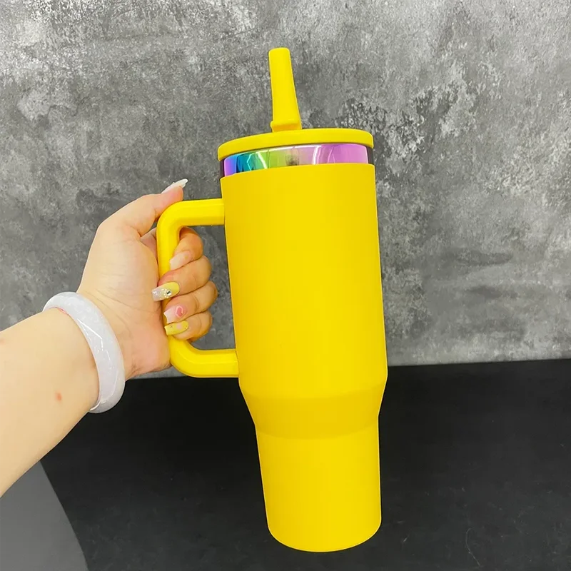 Us Warehouse 40 OZ Colorful Rainbow Plated Insulated Sports Bottle Usa 40 OZ Tumblers for Home Office Outdoor Daily Use