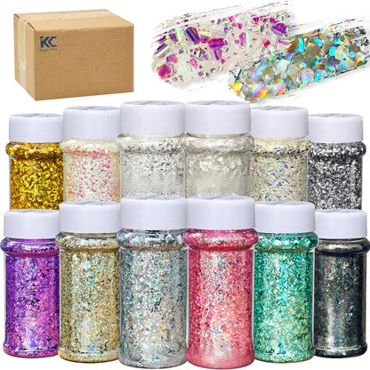 2 oz Hexagon Large Chunky Glitter Set Snowball Cosmetics Make up Nail  Crafts Shaker Bottle Free Shipping US Stock