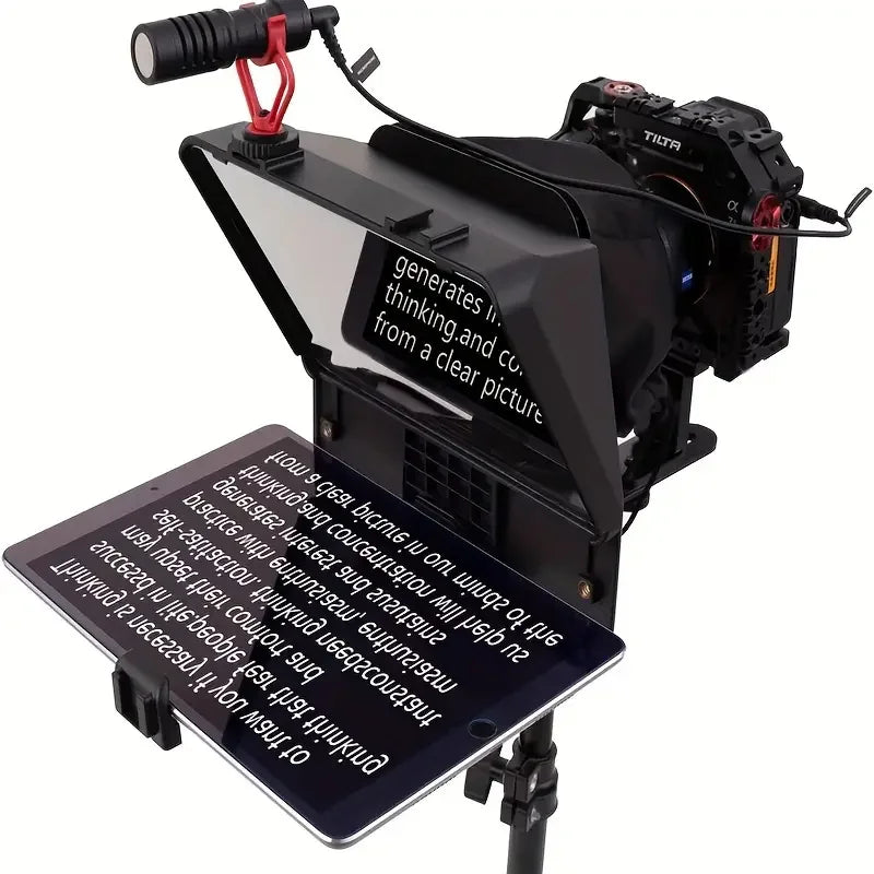 Hot Sell A10 Big Screen Prompter Professional Interview Foldable Teleprompter for Smartphone DSLR Camera Live Video Recording