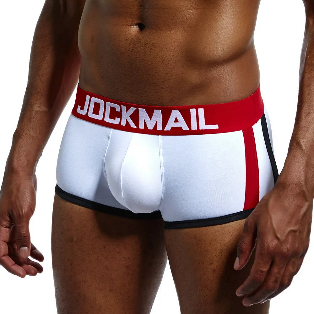 Hip Lift Butt Enhancement Low-Rise Knitted Boxer Briefs Soft Breathable Cotton Daily Casual Removable Front Padding Men's Waist
