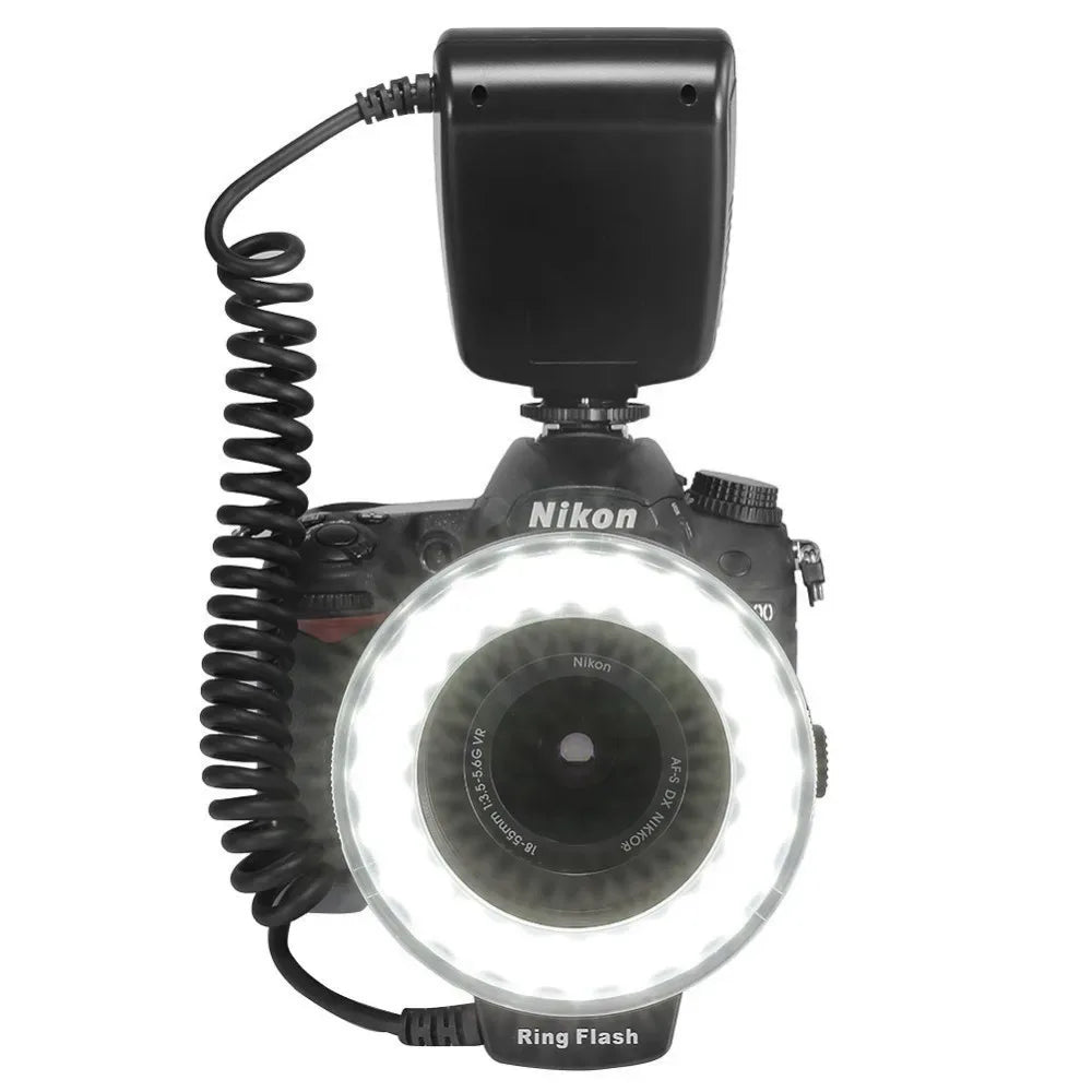 RF-550D 48pcs Macro LED Ring Flash Bundle with 8 Adapter Ring for Canon Nikon Pentax Olympus Panasonic DSLR Camera Flash  HD 130