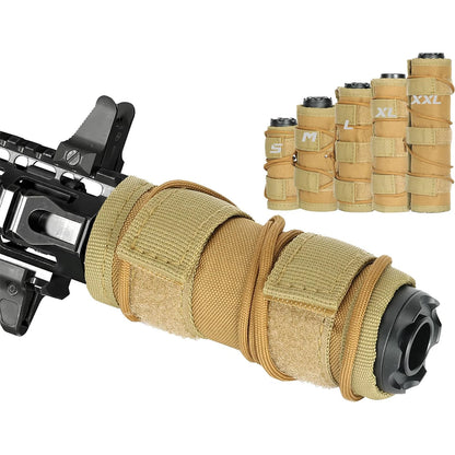 5-Size Tactical Suppressor Cover Heat Resistant Gun Sleeve with MOLLE Wrap Adjustable Nylon Protector for Hunting & Shooting