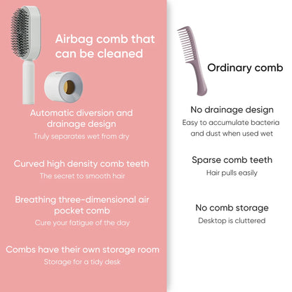 3D Air Cushion Massager Brush Self-Cleaning Ionic Hair Straightener Comb for Women Made of Durable Nylon