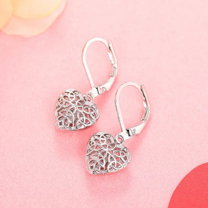 Tibetan Silver Heart Drop Earrings for Women Romantic Alloy Jewelry Gift Fashion White Gold Color