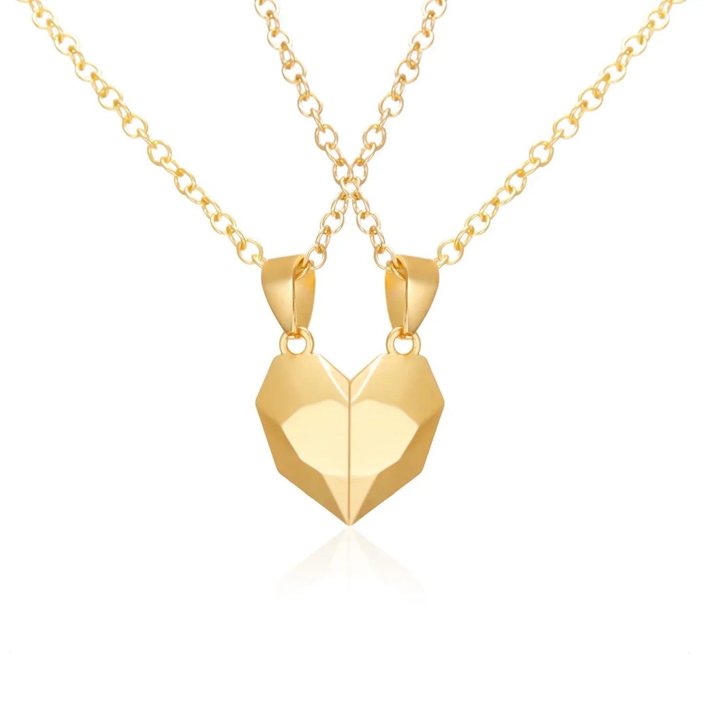 2Pcs Magnetic Heart Couple Necklace For Women Valentine's Day Sweater Chain For Best Friend Lovers Wedding Party Gift Jewelry