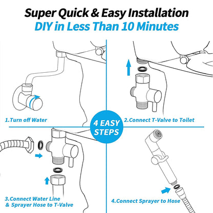 Hot Selling Shattaf T -Valve & Adjustable Jet Spray Bidet Set Chrome Handheld Bidet Gun Sprayer Bathroom Toilet Bidet Sprayer