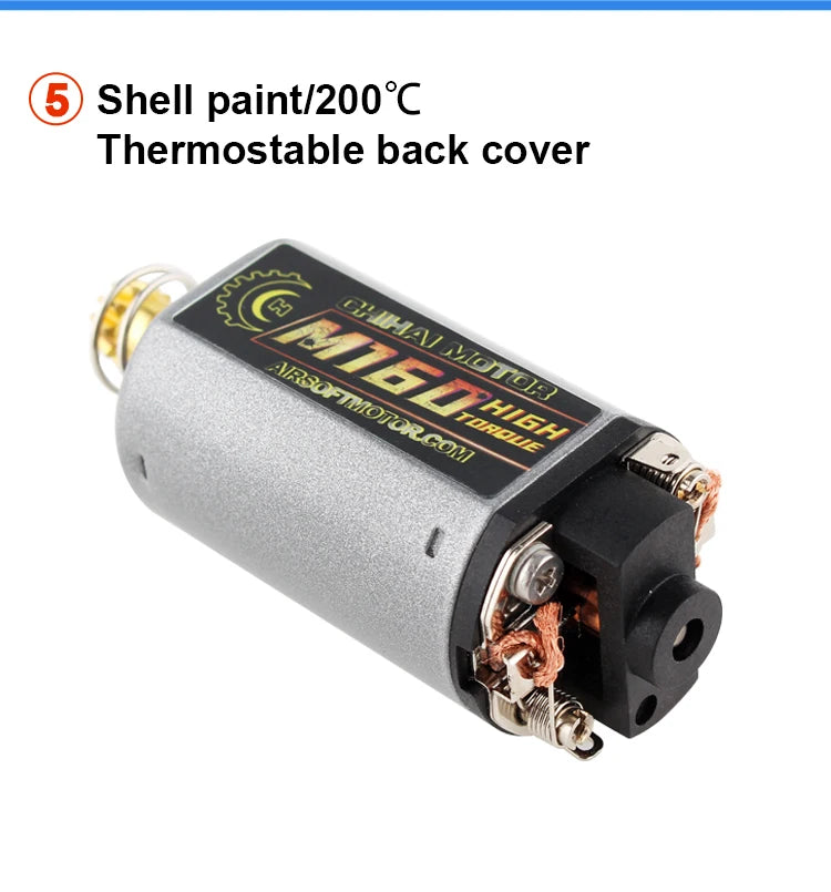 Chihai Motor CHF-480WA-22TPA M160 N35 NdFeB 25000RPM High Torque Motor AEG Motor Short Axis for Ver.3 Gearbox AK Series Airsoft