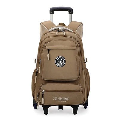 Wholesale Custom Unisex Children's Trolley Backpack Wheeled School Bag Fashionable Waterproof Characters Pattern Zipper Closure