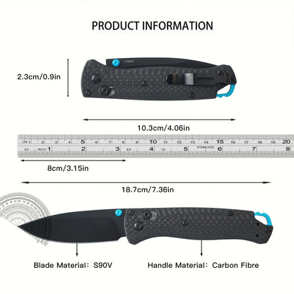 Bm535-3 Carbon Fiber China Oem Factory Stainless Steel Folding Knife for Camping and Hiking with 1 Piece Steel Blade