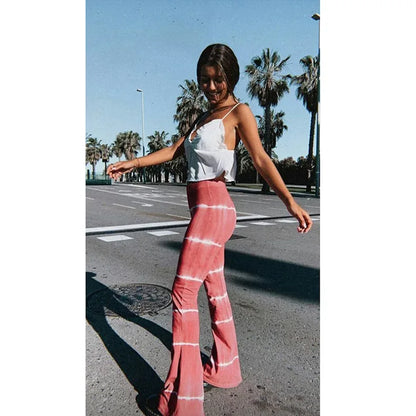 2023 Brown Leopard Y2K Joggers Women High Waist Flare Pants Double Layer Mesh Girl Aesthetic Tie Dye Trousers Female Sweatpants