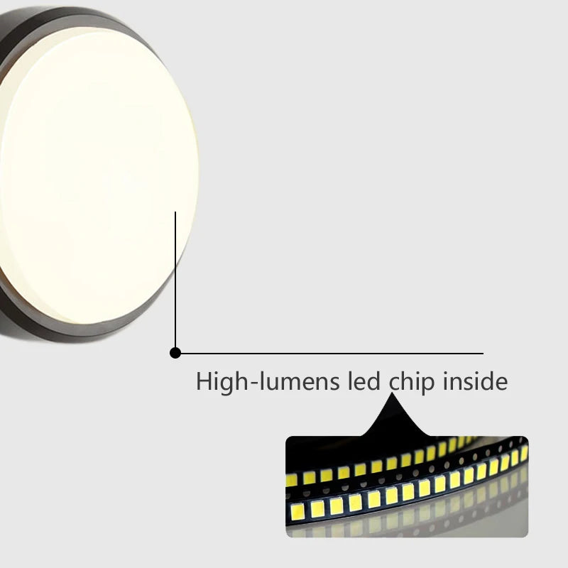 Black 6w Round Shape Cob Outdoor Led Wall Lamps Light for Home Hotel