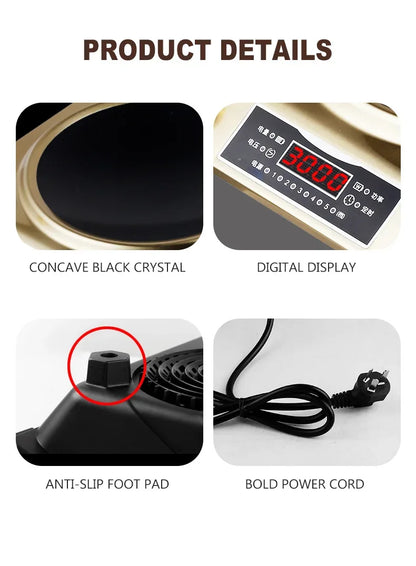 3000W Household Induction Cooker High-power Induction Cooking Stove Hot Pot Concave Cooking Machine