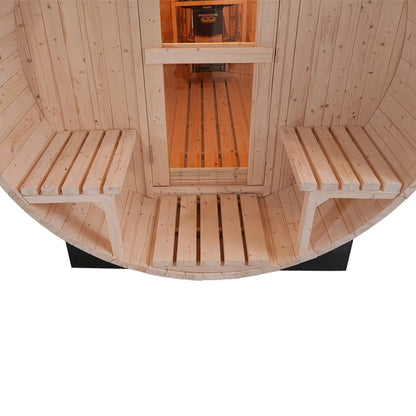 Premium Outdoor Barrel Sauna Kit for 6 | Backyard Spa & Steam Room in White Pine Wood