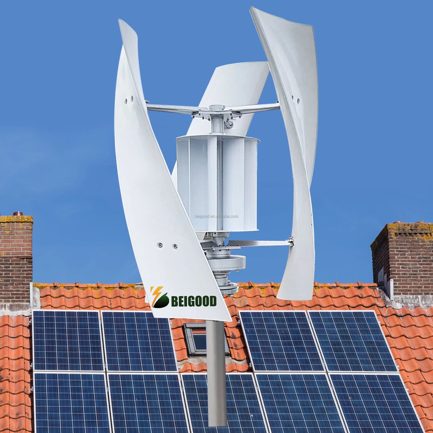 Wind Driven Roof Top Turbine Ventilator Vertical Wind Turbine 1500w Wind Generator 48v  Lithium Battery