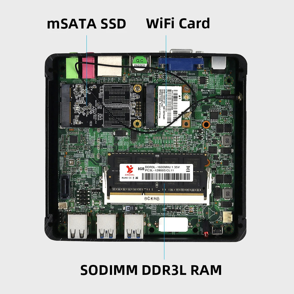 Compact Mini PC Intel Core I7 5500U I5 5200U I3 5005U Windows 10 Linux 300Mbps WiFi Gigabit Ethernet HTPC Thin Client