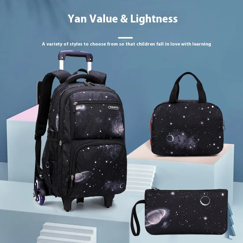 Japanese Korean Student Backpack Large Capacity Multi-Layer Breathable Design Waterproof Stylish Trolley for Stair Climbing