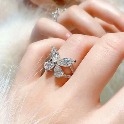 F1664 Flower Cocktail Ring Women's Marquise Cubic Zirconia Prong Setting Engagement Fashion Rings