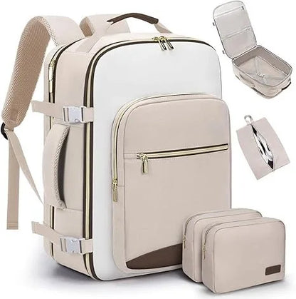 Cross-Border Color-Block Multi-Piece Set Oxford Waterproof Backpack Large Capacity for Business Trip Carry-On Luggage Laptop