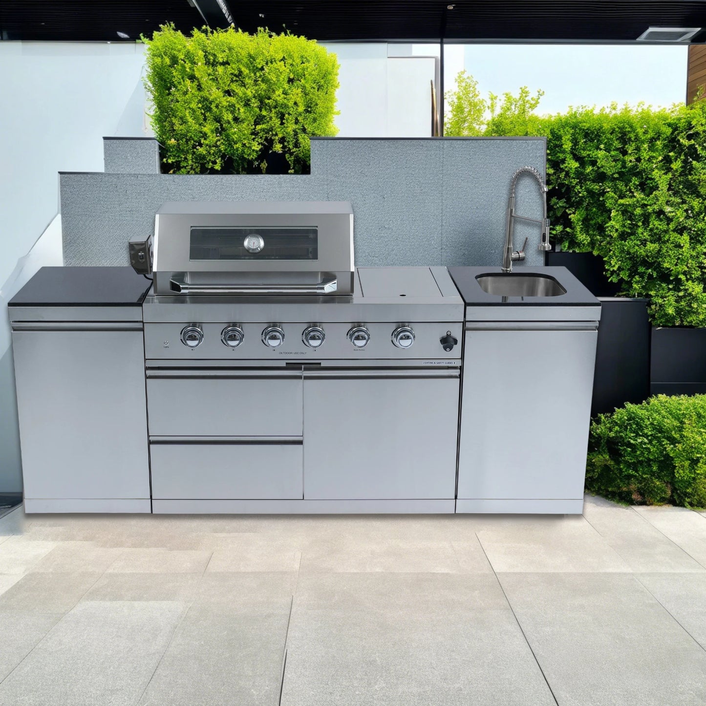 Stock in USA Warehouse 304 Stainless Steel Natural Propane Gas BBQ Grills Outdoor Kitchen Cabinets for Garden