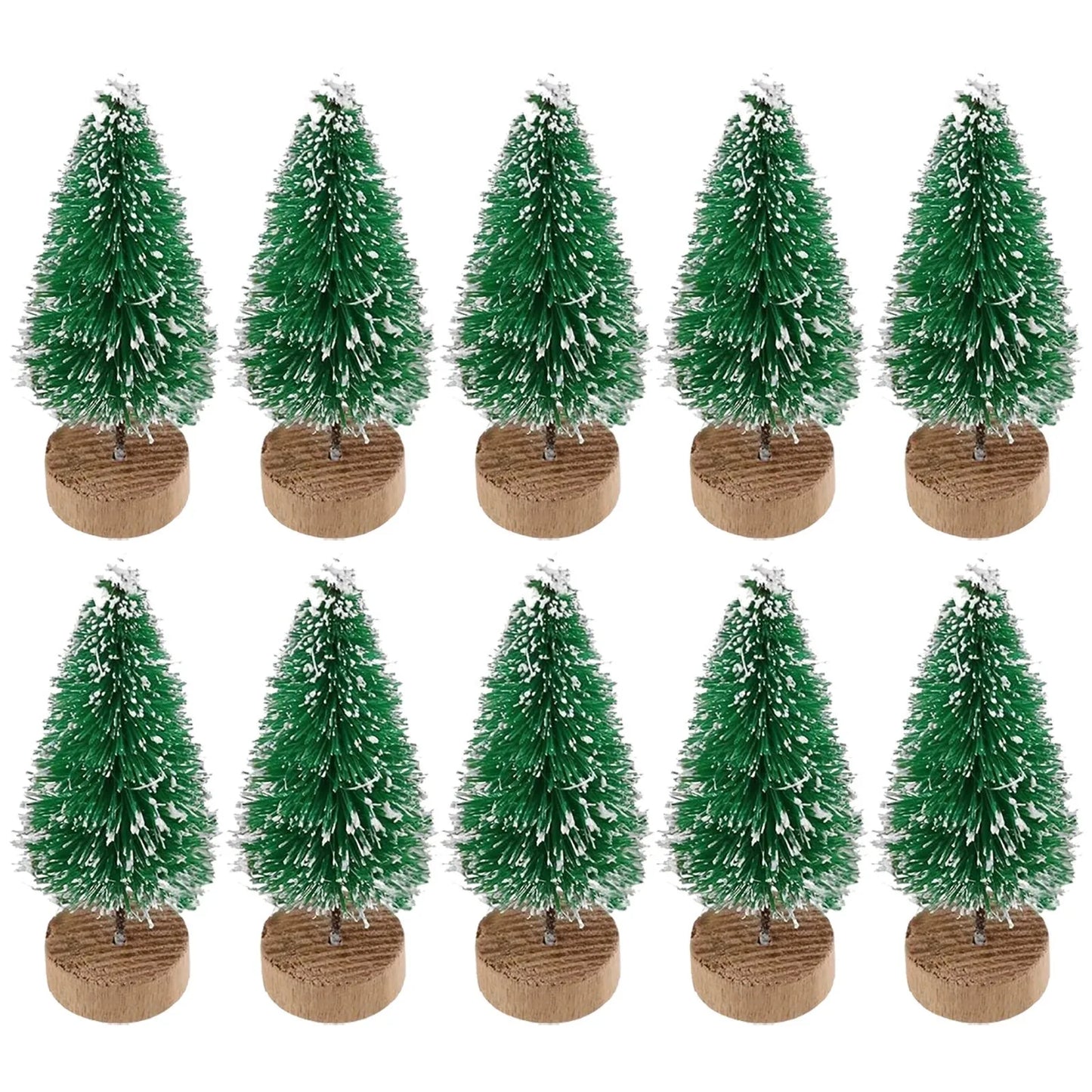 10 Pcs 4.5cm Decorated Christmas Tree Fake Pine Tree Mini Artificial Christmas Tree Santa Snow Navidad Xmas Decor Noel New Year