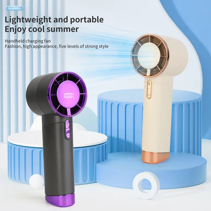 2025 Portable Wearable Mini Turbo Cooling Handheld Fan 100 High-Speed Type-C Rechargeable New Design Small Portable Hand Fan