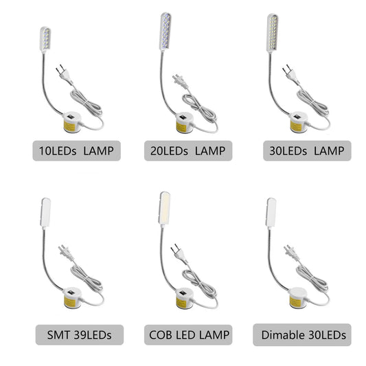 Dimmable Sewing Machine LED Lights Flexible Work Lamp Industrial Lighting Magnetic Sewing Light 20/30LEDs for Drill Press Lathe